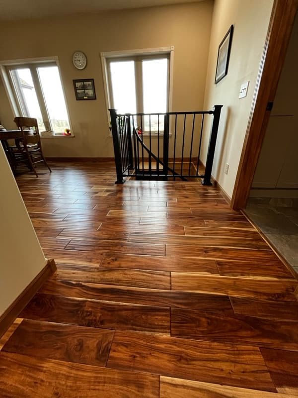 Bright restored hardwood floors in a Cody Wyoming home