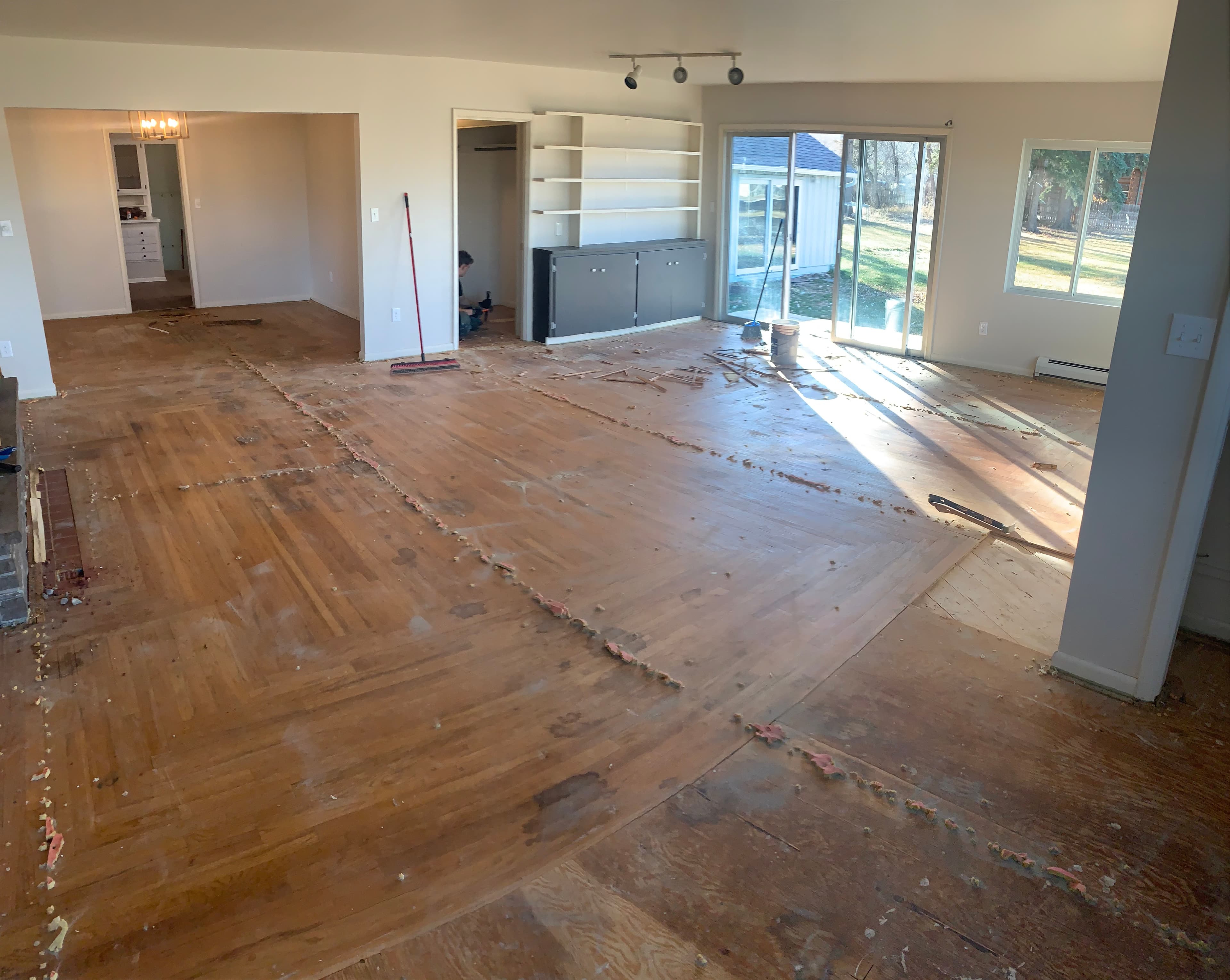Hardwood floor before restoration